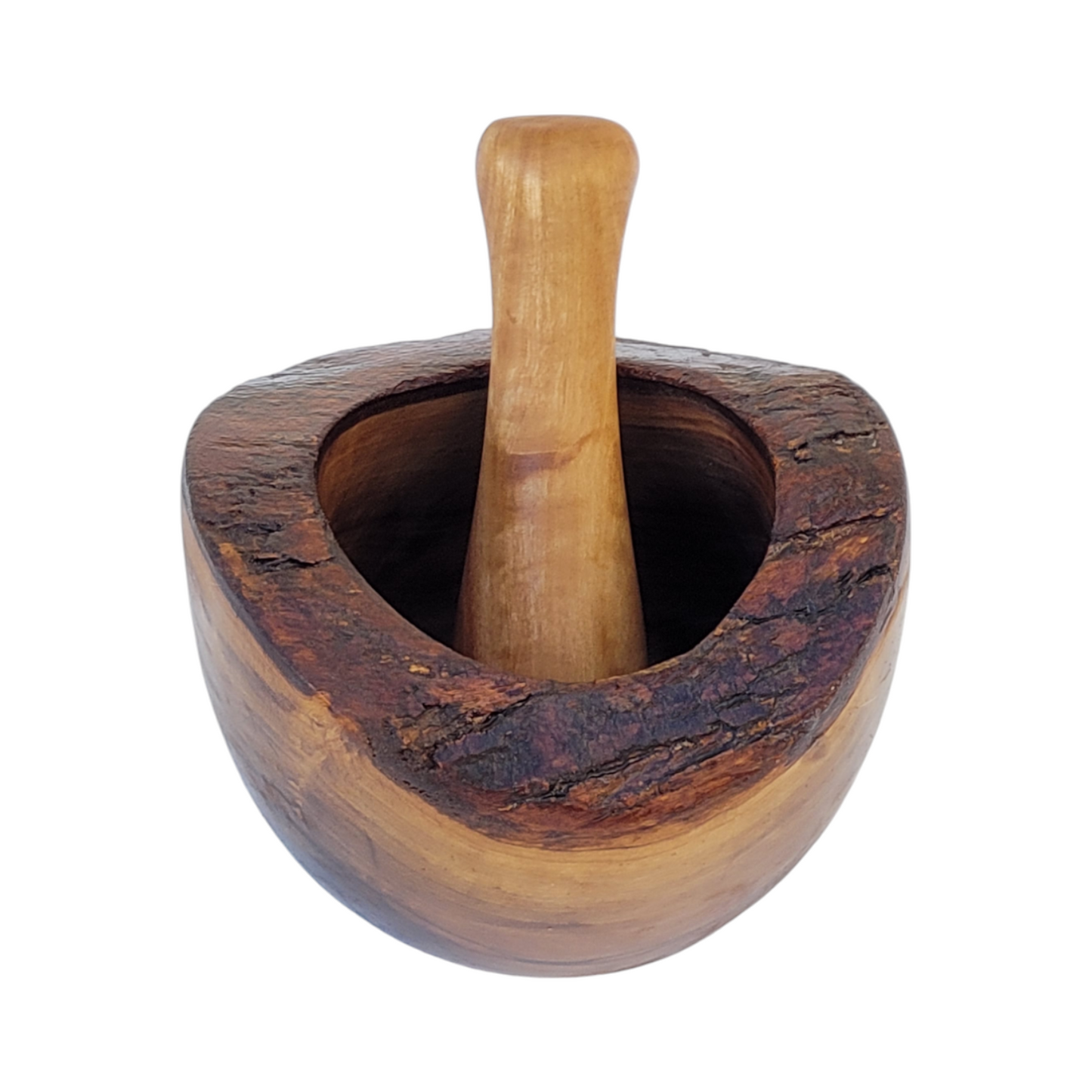 Handmade Olive Wood Mortar and Pestle, Rustic Wooden Grinder for Spices, Herbs