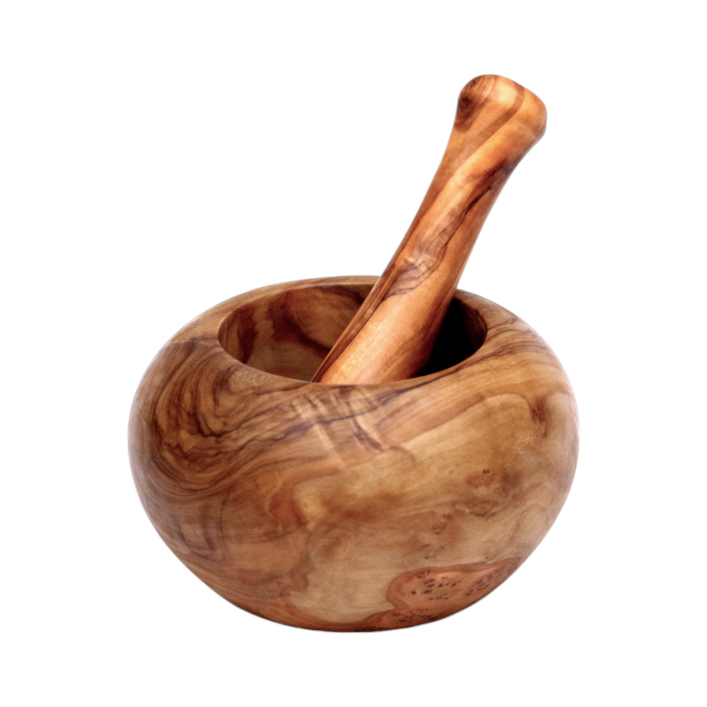 Handmade Olive Wood Mortar and Pestle, Rustic Wooden Grinder for Spices, Herbs