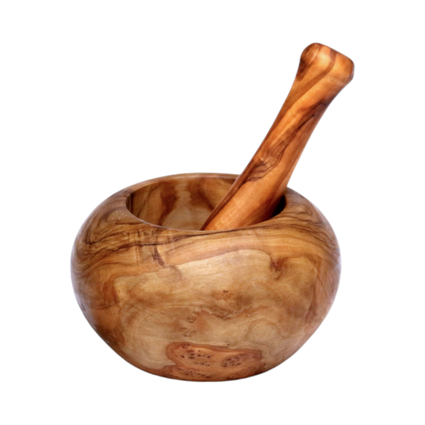 Handmade Olive Wood Mortar and Pestle, Rustic Wooden Grinder for Spices, Herbs