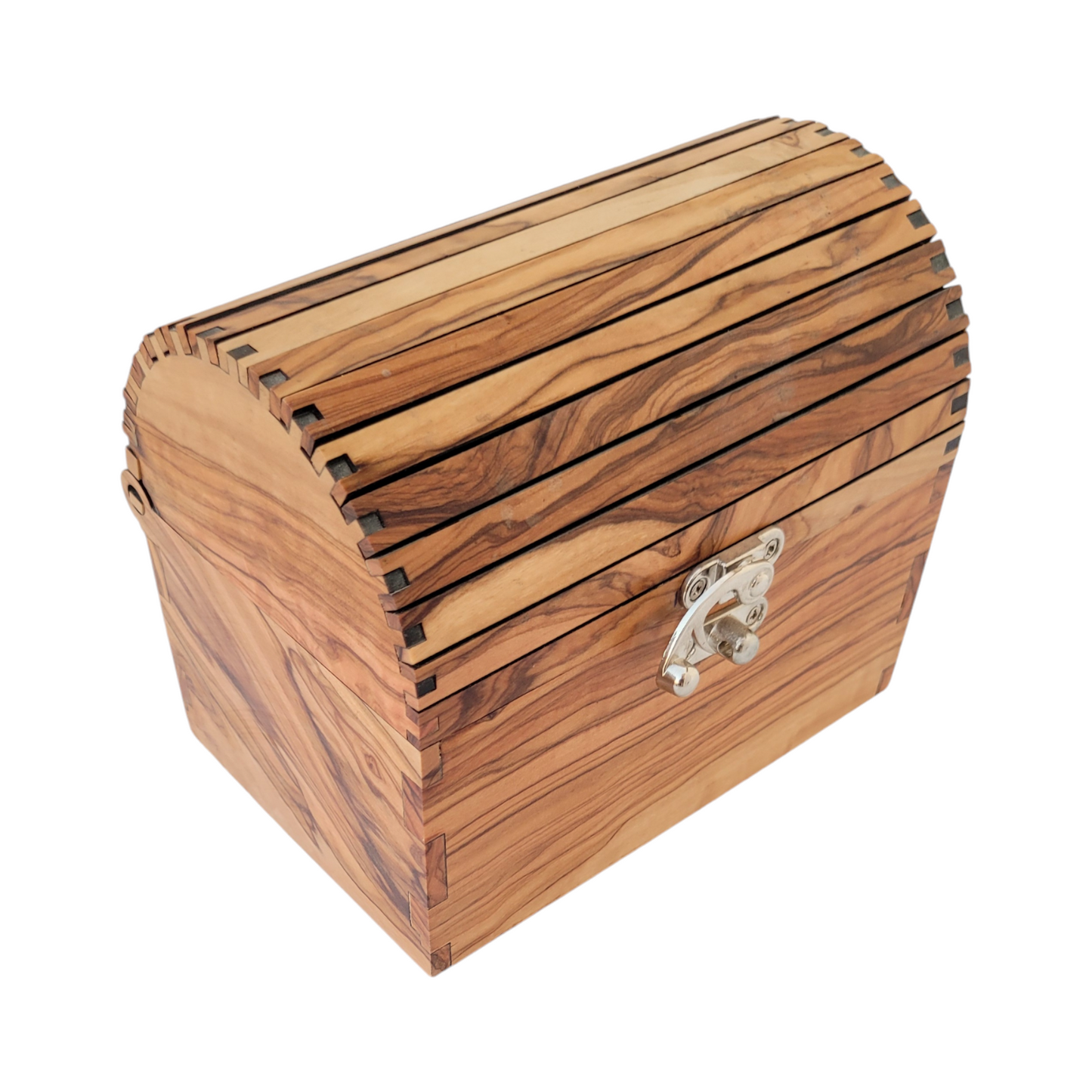 Olivewood jewelry box, Handcrafted treasure chest, Wooden keepsake box, Vintage-style box