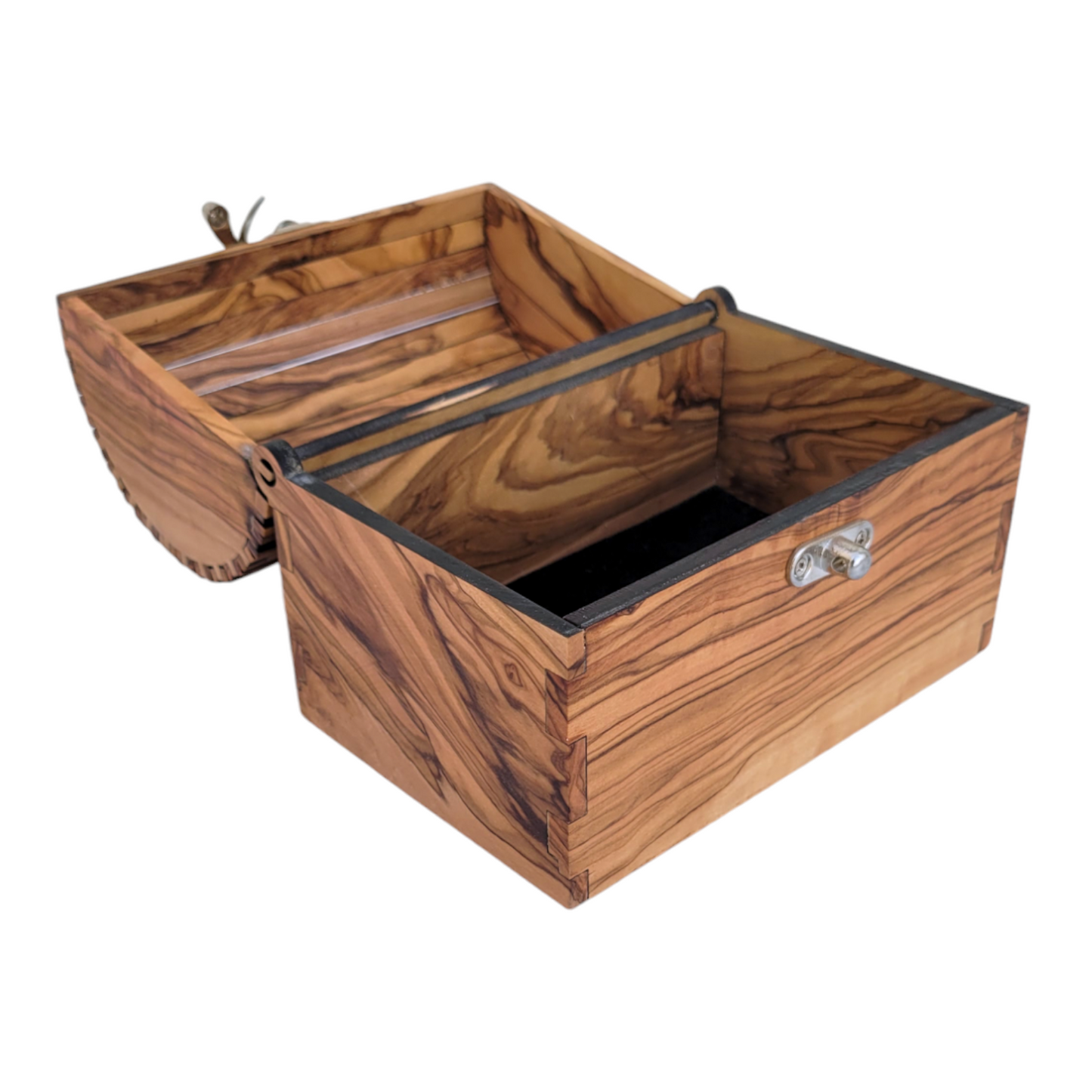 Olivewood jewelry box, Handcrafted treasure chest, Wooden keepsake box, Vintage-style box