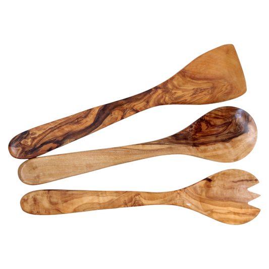 Olive wood utensils, eco-friendly kitchen tools, handcrafted utensil set, non-stick safe utensils