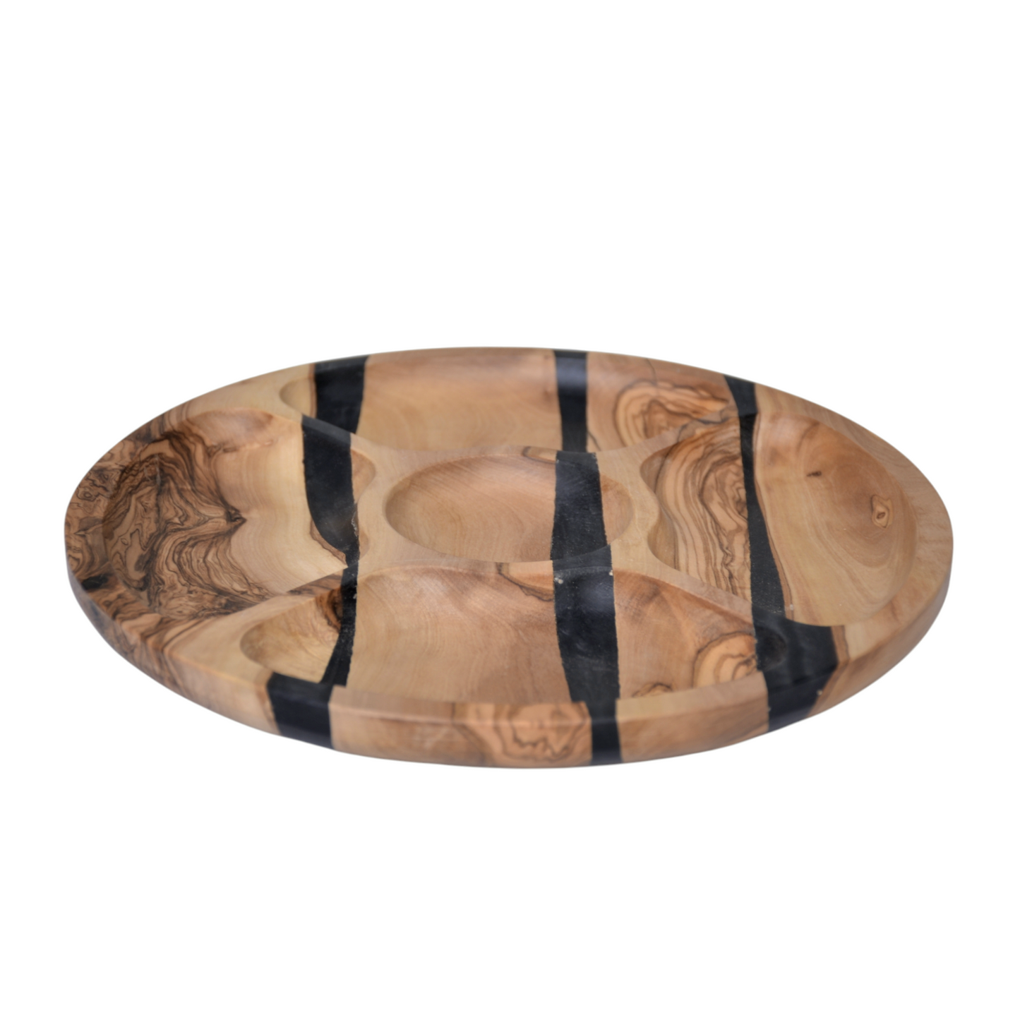 Handmade Olive Wood and Black Resin Serving Platter – Unique Charcuterie Tray, Decorative Wooden Plate for Entertaining and Gifting